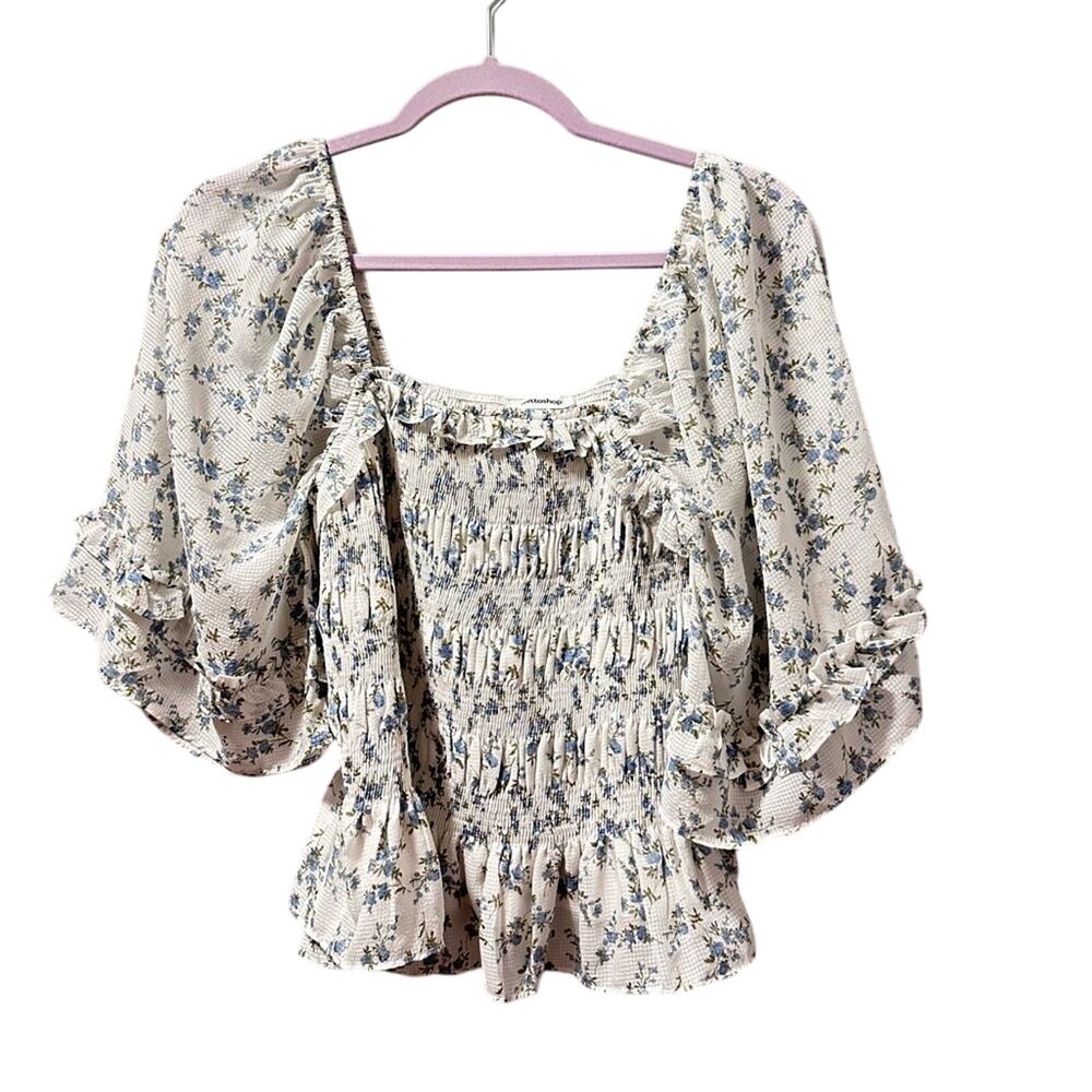 Mittoshop crop floral wide sleeve shirring medium
